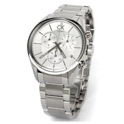 Calvin Klein Masculine Chronograph White Dial Silver Steel Strap Watch for Men - K2H27126