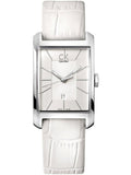 Calvin Klein Window White Dial White Leather Strap Watch for Men - K2M21120