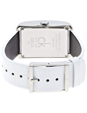 Calvin Klein Window White Dial White Leather Strap Watch for Men - K2M21120