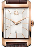 Calvin Klein Window White Dial Brown Leather Strap Watch for Women - K2M23620