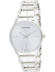 Calvin Klein Stately White Dial Silver Steel Strap Watch for Women - K3G23126