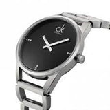 Calvin Klein Stately Black Dial Silver Steel Strap Watch for Women - K3G2312S