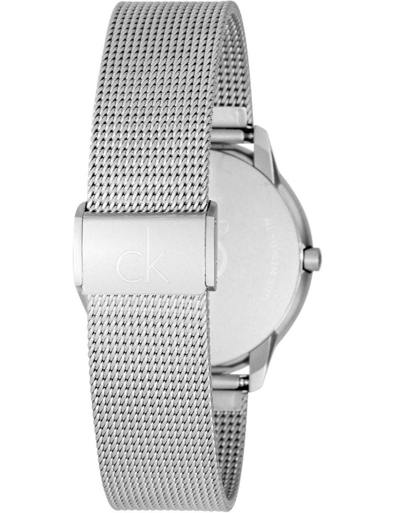 Calvin Klein Minimal Silver Dial Silver Mesh Bracelet Watch for Men
