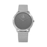 Calvin Klein Minimalist Black Dial Silver Mesh Bracelet Watch for Men - K3M2112X