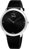 Calvin Klein Minimal Diamonds Black Dial Black Leather Strap Watch for Men - K3M211CS