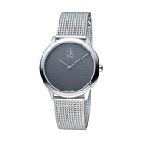 Calvin Klein Minimalist Black Dial Silver Mesh Bracelet Watch for Men - K3M2112X