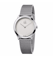 Calvin Klein Minimal White Dial Silver Mesh Bracelet Watch for Women - K3M2212Y
