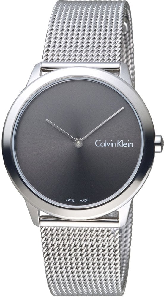 Calvin Klein Minimal Grey Dial Silver Mesh Bracelet Watch for Women
