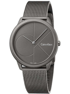 Calvin Klein Minimal Grey Dial Grey Mesh Bracelet Watch for Men - K3M517P4