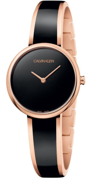 Calvin Klein Seduce Black Dial Two Tone Steel Strap Watch for Women - K4E2N611