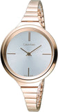 Calvin Klein Lively White Dial Rose Gold Steel Strap Watch for Women - K4U23626