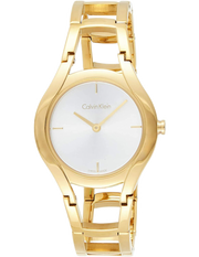 Calvin Klein Class White Dial Gold Steel Strap Watch for Women - K6R23526