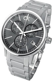 Calvin Klein Post Minimal Chronograph Black Dial Silver Steel Strap Watch for Men - K7627161