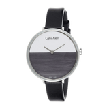 Calvin Klein Rise White Grey Dial Black Leather Strap Watch for Women - K7A231C3