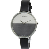 Calvin Klein Rise White Grey Dial Black Leather Strap Watch for Women - K7A231C3