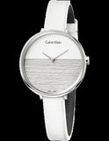 Calvin Klein Rise White Grey Dial White Leather Strap Watch for Women - K7A231L6