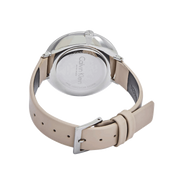 Calvin Klein Rise White Beige Dial Beige Leather Strap Watch for Women - K7A231XH