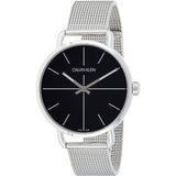 Calvin Klein Even Black Dial Silver Mesh Bracelet Watch for Women - K7B21121