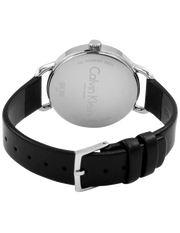 Calvin Klein Even Silver Black Leather Strap Watch for Women - K7B231C6