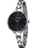 Calvin Klein Graphic Black Dial Silver Steel Strap Watch for Women - K7E23141