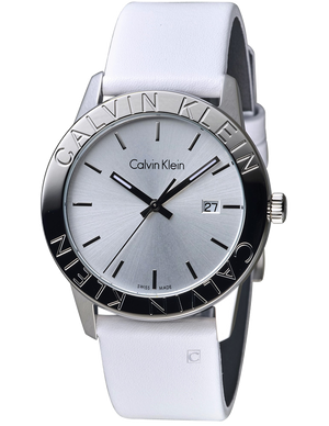 Calvin Klein Steady Silver Dial White Leather Strap Watch for Women - K7Q211L6