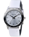 Calvin Klein Steady Silver Dial White Leather Strap Watch for Women - K7Q211L6