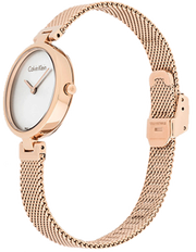 Calvin Klein Authentic Silver Dial Rose Gold Mesh Bracelet Watch for Women - K8G23626
