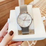 Calvin Klein White Dial Silver Mesh Bracelet Watch for Women - K8M21126