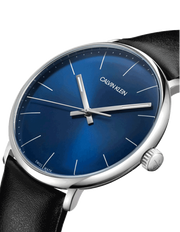 Calvin Klein High Noon Quartz Blue Dial Black Leather Strap Watch for Men - K8M211CN