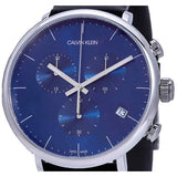 Calvin Klein High Noon Chronograph Blue Dial Black Leather Strap Watch for Men - K8M271CN