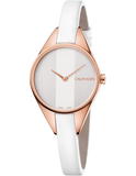 Calvin Klein Rebel White Grey Dial White Leather Strap Watch for Women - K8P236L6