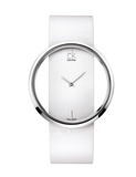 Calvin Klein Glam Transparent Dial White Leather Strap Watch for Women - K9423101