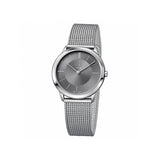 Calvin Klein Minimal Grey Dial Silver Mesh Bracelet Watch for Men - K3M22124