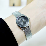 Calvin Klein Minimal Grey Dial Silver Mesh Bracelet Watch for Women - K3M23124