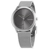 Calvin Klein Minimal Black Dial Silver Mesh Bracelet Watch for Women - K3M22123