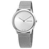 Calvin Klein Minimal SIlver Dial Silver Mesh Bracelet Watch for Women - K3M221Y6