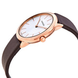 Calvin Klein Minimal White Dial Brown Leather Strap Watch for Women - K3M226G6