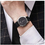 Calvin Klein Minimal Diamonds Black Dial Black Leather Strap Watch for Men - K3M211CS