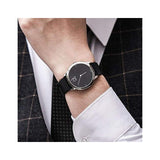 Calvin Klein Minimal Diamonds Black Dial Black Leather Strap Watch for Men - K3M211CS