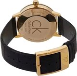 Calvin Klein Post Minimal Gold Dial Black Leather Strap Watch For Men - K7621501