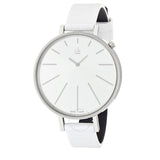 Calvin Klein Equal White Dial White Leather Strap Watch for Women - K3E231L6