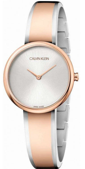 Calvin Klein Seduce Silver Dial Two Tone Steel Strap Watch for Women - K4E2N61X