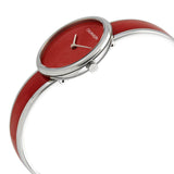 Calvin Klein Glam Transparent Dial Red Leather Strap Watch for Women - K9423144