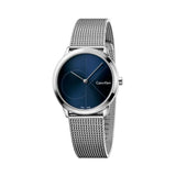 Calvin Klein Minimal Blue Dial Silver Mesh Bracelet Watch for Women - K3M2212N