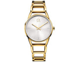 Calvin Klein Stately White Dial Gold Steel Strap Watch for Women - K3G2352W