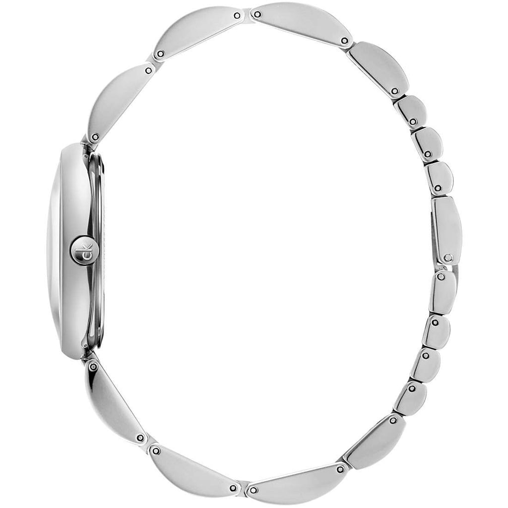 Calvin Klein Wavy Black Dial Silver Steel Strap Watch for Women - K9U23141