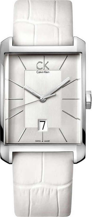 Calvin Klein Window White Dial White Leather Strap Watch for Women - K2M23120