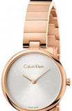 Calvin Klein Authentic White Dial Rose Gold Steel Strap Watch for Women - K8G23646