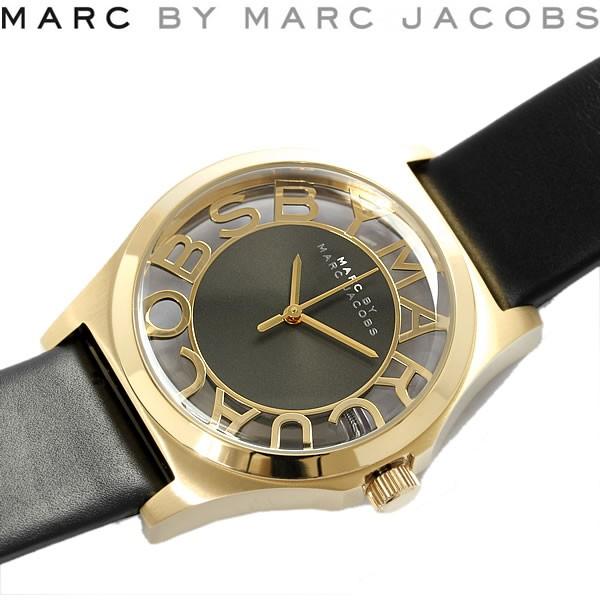 腕時計 MARC BY MARC JACOBS HENRY SKELTON Marc Jacobs Henry Skeleton Black Dial Black Steel Strap Watch for