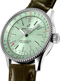 Breitling Navitimer Automatic 35 Green Dial Green Leather Strap Watch for Women - A17395361L1P1